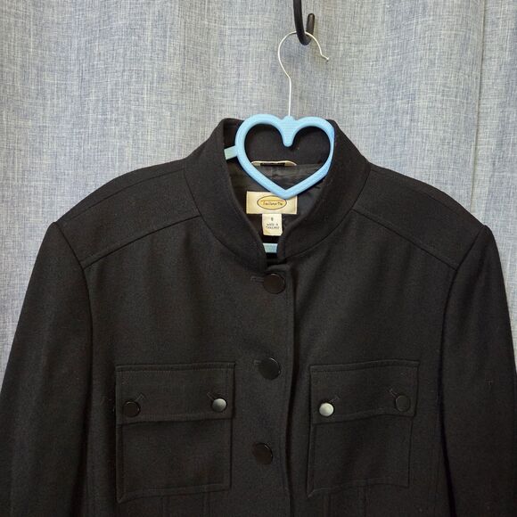 TALBOTS Short Military Style Jacket Size 8 Nehru Collar Fine Wool - Picture 9 of 11